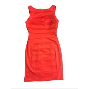 Julia Jordan Peach Orange Coral Sheath Dress Sleeveless Ribbed Women Size 8 NWT